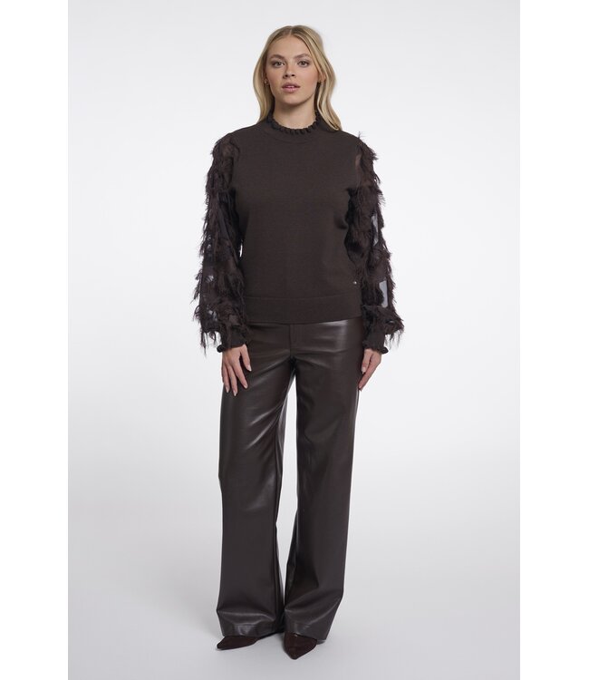 Janique.5002612/Peated  Knitted pullover with fancy long sleeves