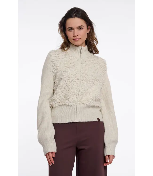Malak.5002612/Birch  Knitted cardigan with zipper closure