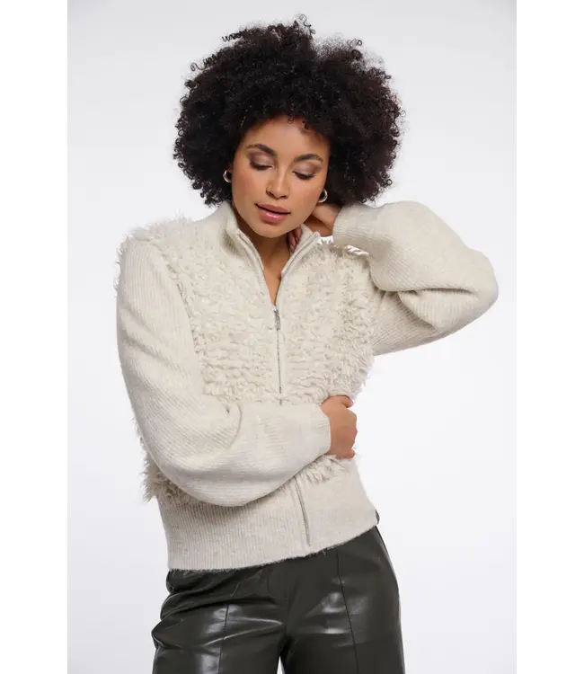 Malak.5002612/Birch  Knitted cardigan with zipper closure