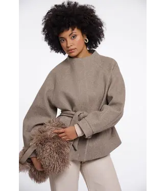 Rino & Pelle Cornelia.7002611/ToffeeMelange  Short coat with collar