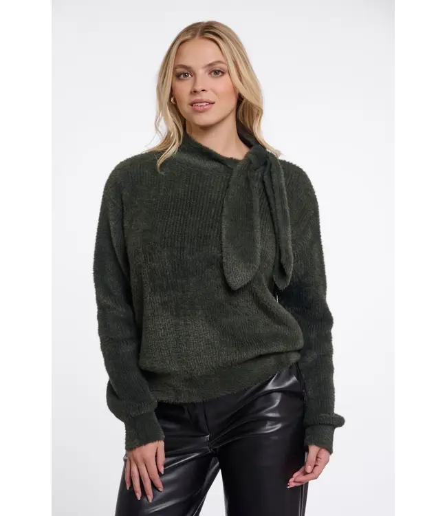 Griselda.5002612/HunterGreen  Pullover with bowtie neckline