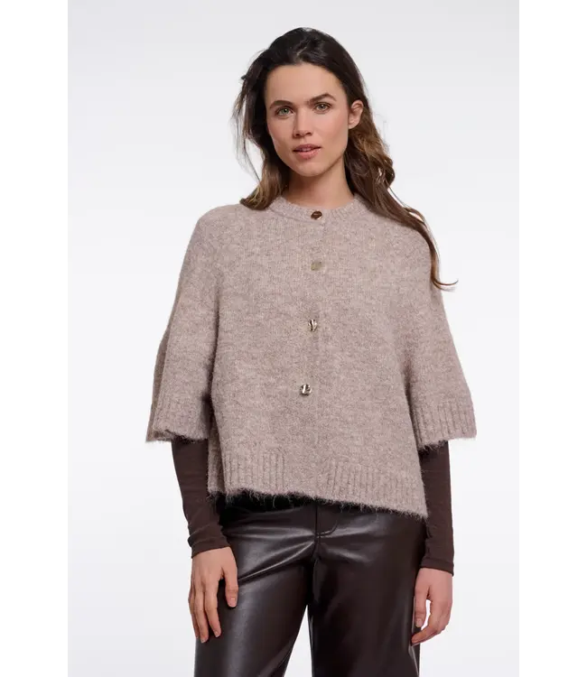 Elco.5002612/MochaLatteMelange  Knitted cape