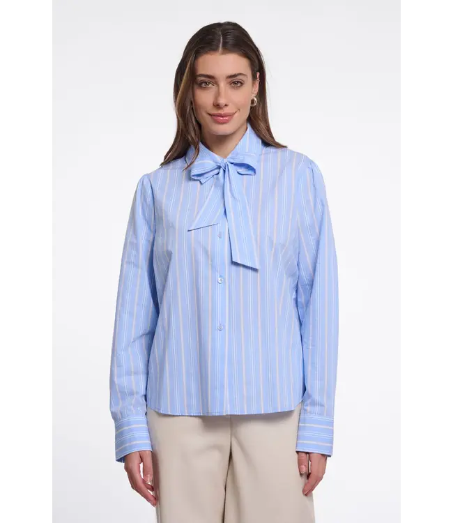 Ago.7002611/LightBlueStripe  Blouse with tie