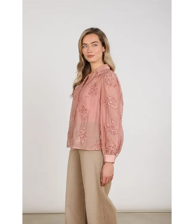 NKF02156/Rose  Antonella Blouse Paillet Flower