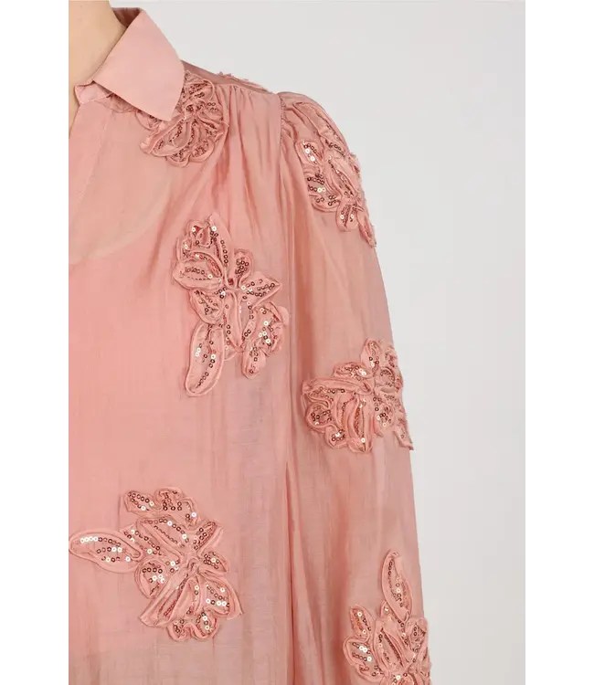 NKF02156/Rose  Antonella Blouse Paillet Flower