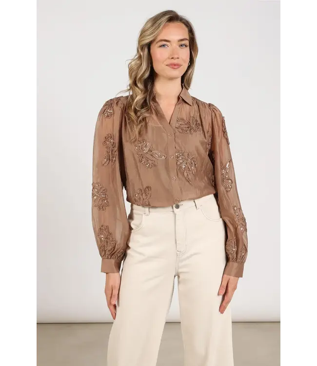 NKF02178/Sand  Antonella Blouse Embroidery