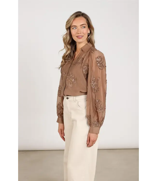 NKF02178/Sand  Antonella Blouse Embroidery