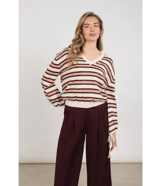 NKF03054/SandRose  Kim Pullover Stripe