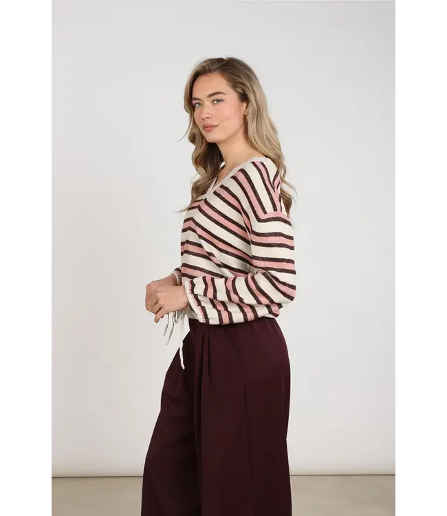 NKF03054/SandRose  Kim Pullover Stripe