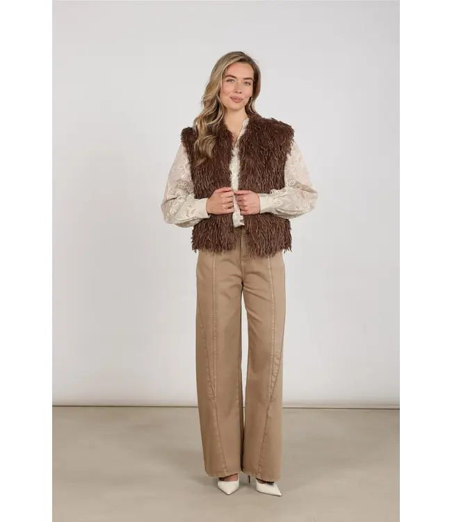 NKF08026/Taupe  Mila Gilet Feather