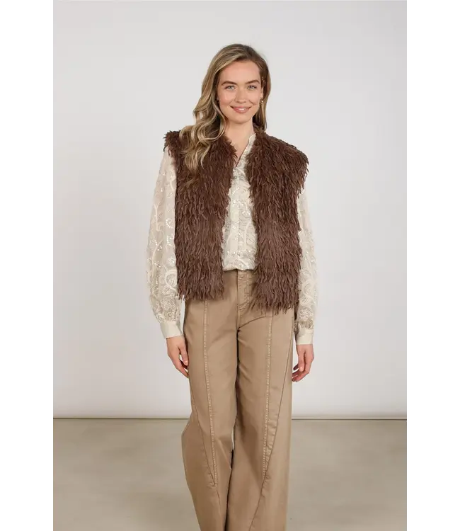 NKF08026/Taupe  Mila Gilet Feather
