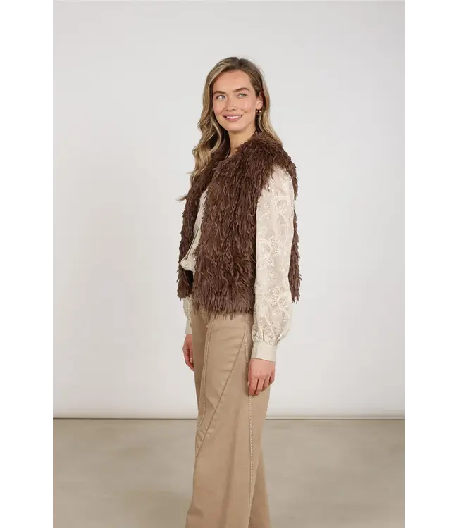 NKF08026/Taupe  Mila Gilet Feather