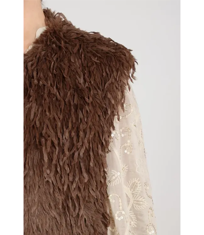NKF08026/Taupe  Mila Gilet Feather