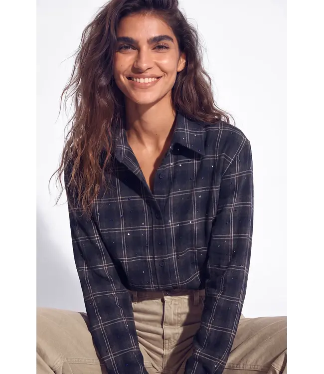 CR0752/BlueCheck  Demie Blouse
