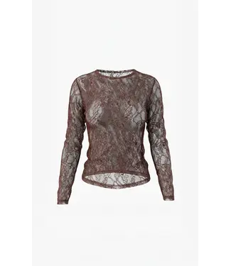 Aimée the Label TonnyLaceroundneckLS-Brown  Tops