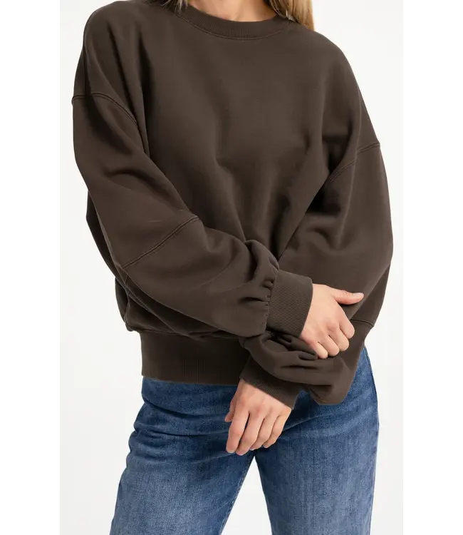 01-109130-609/90814  Oversized sweater with balloon sleeves and washed finish