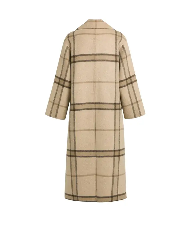02-011027-609/613151  Long checked wool blend coat with oversized fit