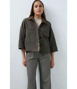 YAYA 02-001086-609/99086  Oversized wool blend jacket with contrast collar