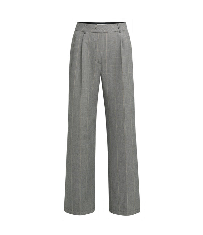 01-301284-609/939131  Woven wide leg check trousers with pleat details
