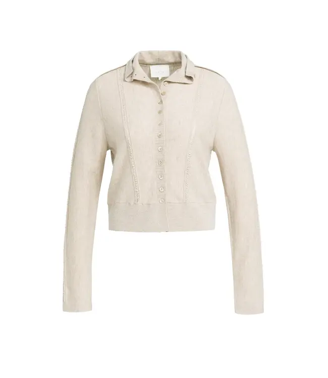 01-010172-609/990832  Knitted cardigan with high collar and button closure