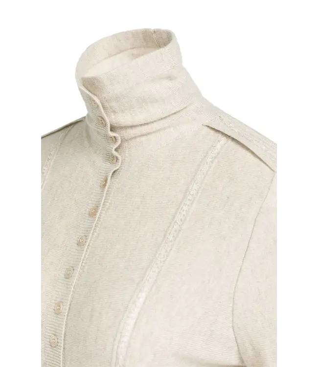 01-010172-609/990832  Knitted cardigan with high collar and button closure