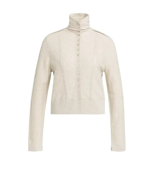 01-010172-609/990832  Knitted cardigan with high collar and button closure