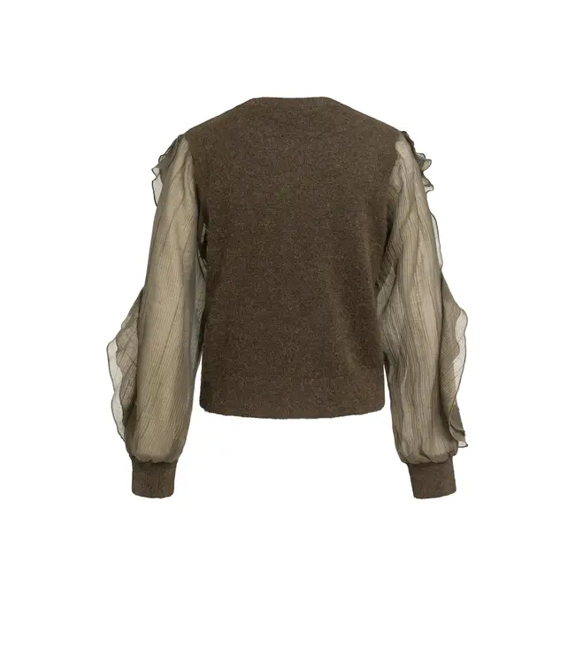 01-000638-609/90814  Knitted sweater with ruffle sleeves
