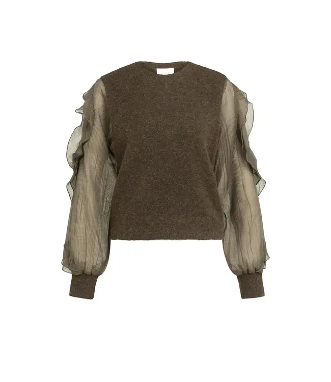 01-000638-609/90814  Knitted sweater with ruffle sleeves