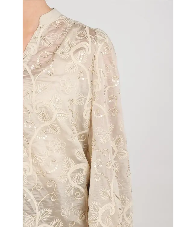 NKF02178/Sand  Antonella Blouse Embroidery