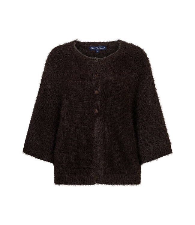 SRB5034/espresso Cardigan fuzzy poncho