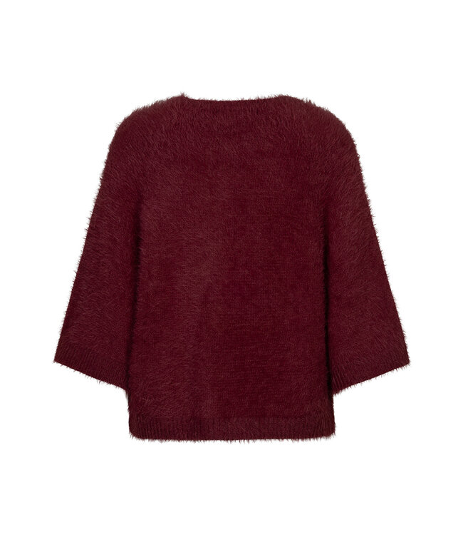 SRB5034/darkberry Cardigan fuzzy poncho