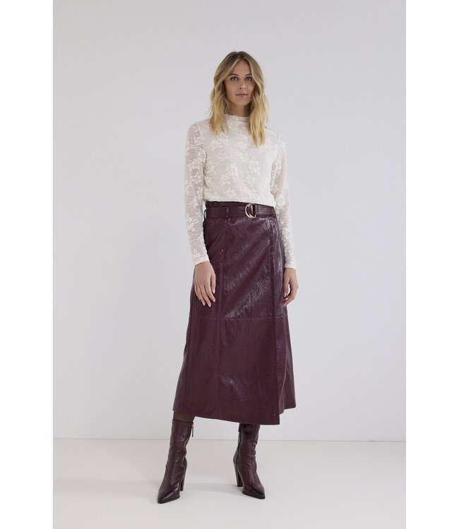 C15-21-201/004580-Pomegranate Cracked PU Skirt