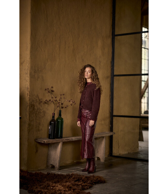 C15-21-201/004580-Pomegranate Cracked PU Skirt