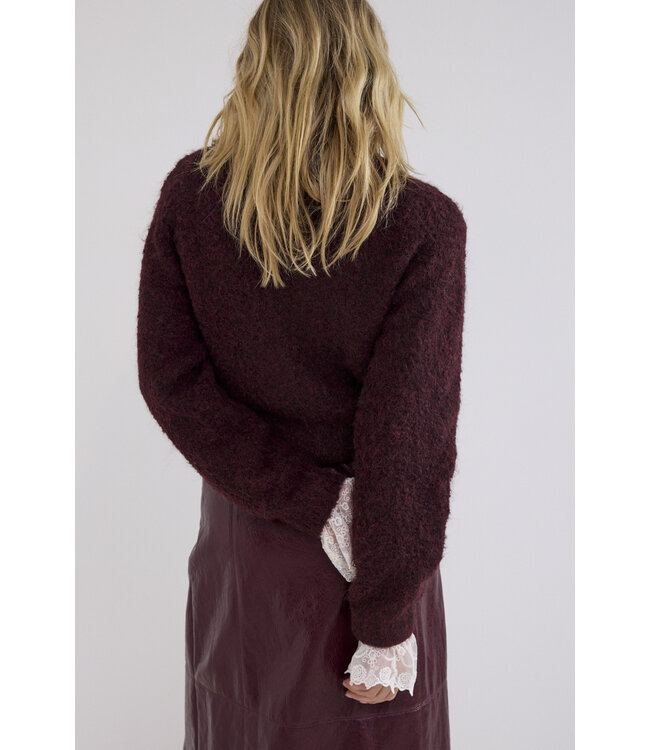 C18-21-701/004580-Pomegranate Puff-Sleeve Cardigan
