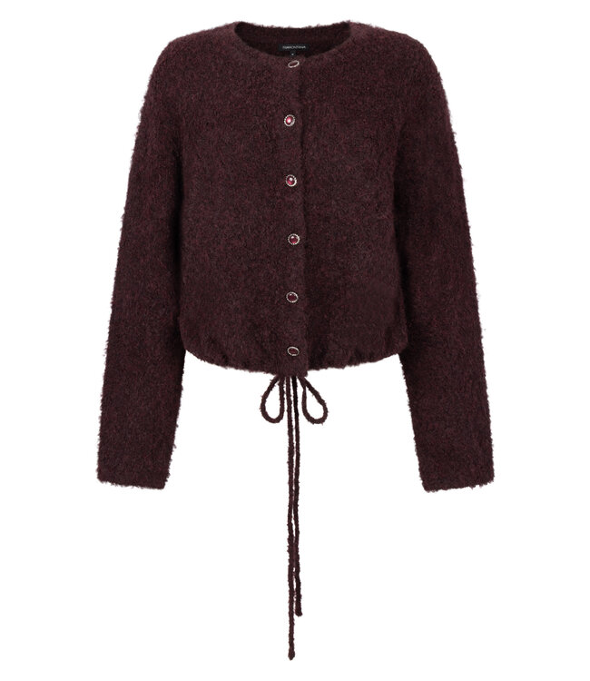 C18-21-701/004580-Pomegranate Puff-Sleeve Cardigan