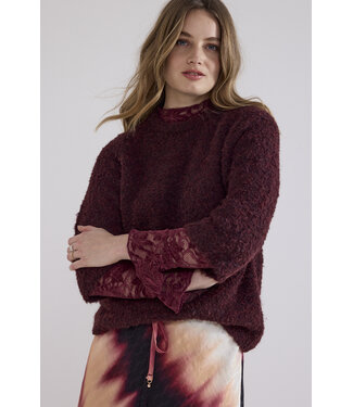 Tramontana C18-21-602/004580-Pomegranate Short-Sleeve Boucle Jumper