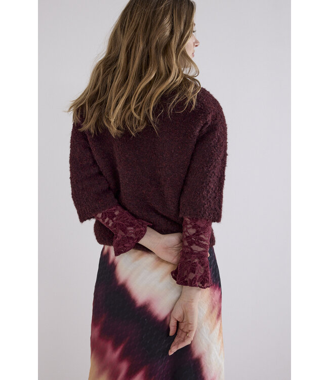 C18-21-602/004580-Pomegranate Short-Sleeve Boucle Jumper