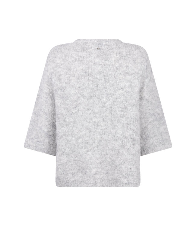 C18-21-602/007041-LightGreyMelange Short-Sleeve Boucle Jumper