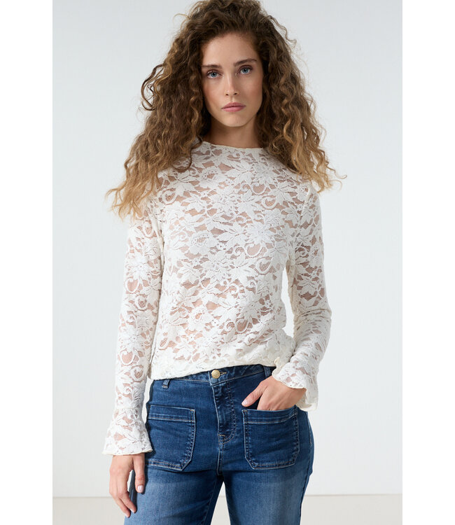 C65-21-401/001350-Snow Velvet Stretch Lace Top