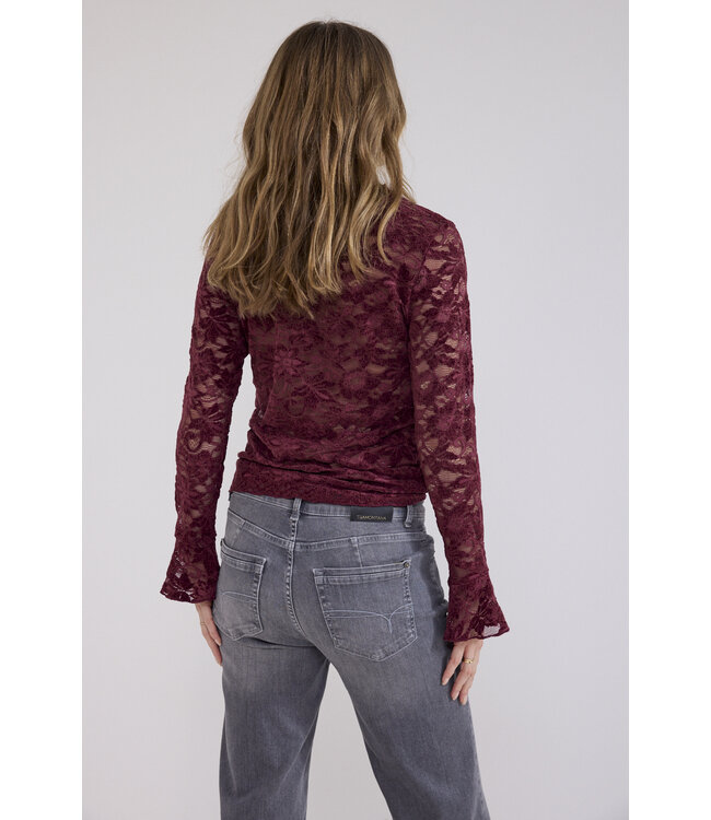 C65-21-401/004580-Pomegranate Velvet Stretch Lace Top