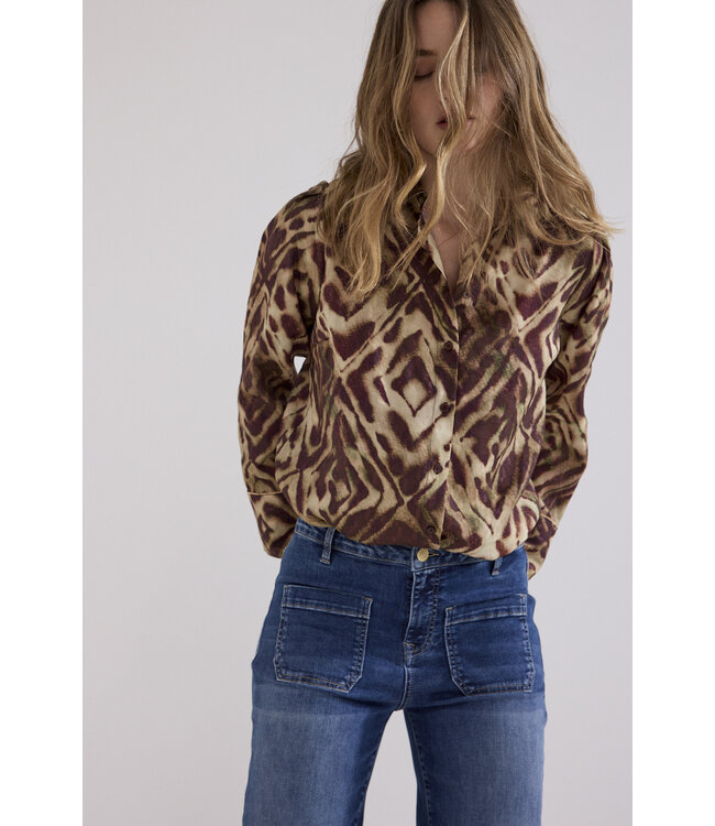 C14-21-301/009992-PrintBrowns Blouse Fading Diamonds