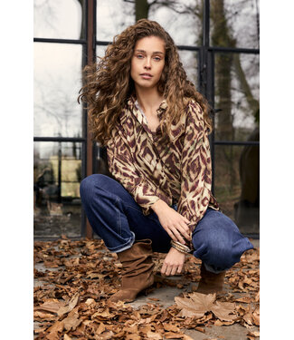 Tramontana C14-21-301/009992-PrintBrowns Blouse Fading Diamonds