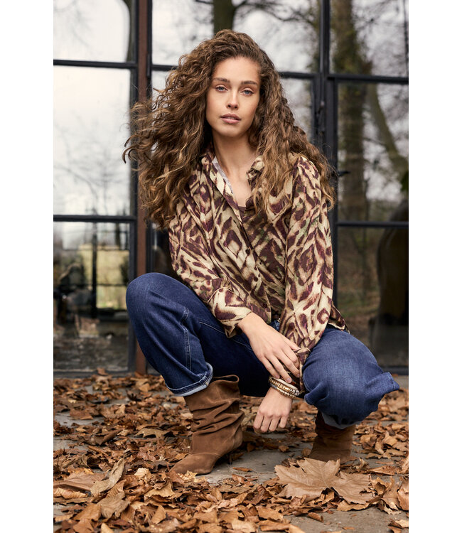C14-21-301/009992-PrintBrowns Blouse Fading Diamonds