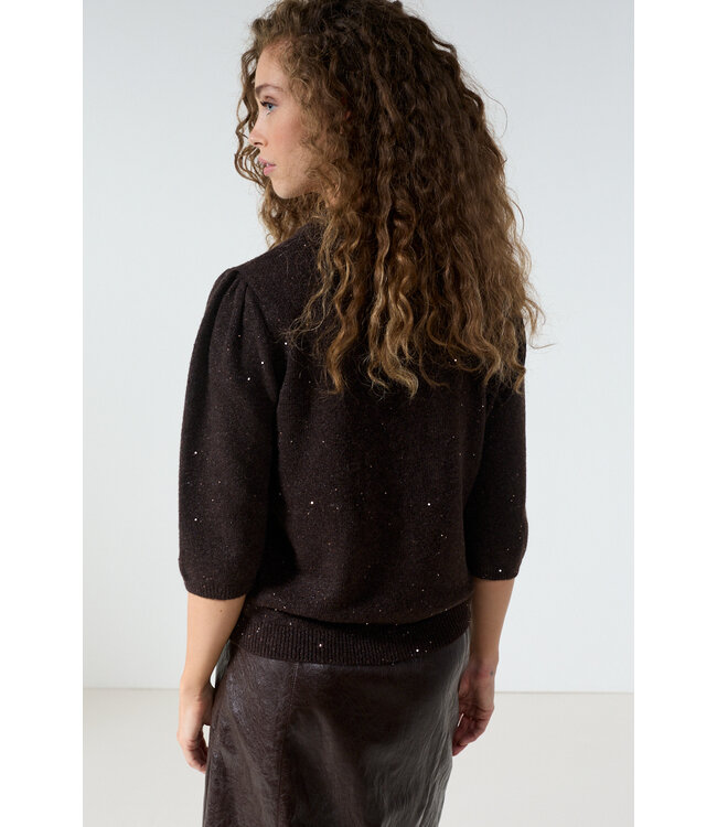 O08-21-601/002650-Chocolate Short-Sleeve Jumper Puffed