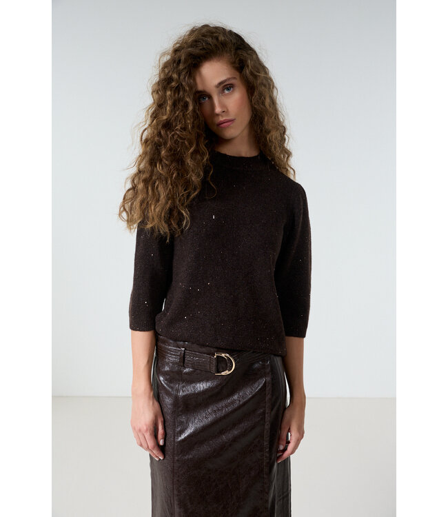 O08-21-601/002650-Chocolate Short-Sleeve Jumper Puffed