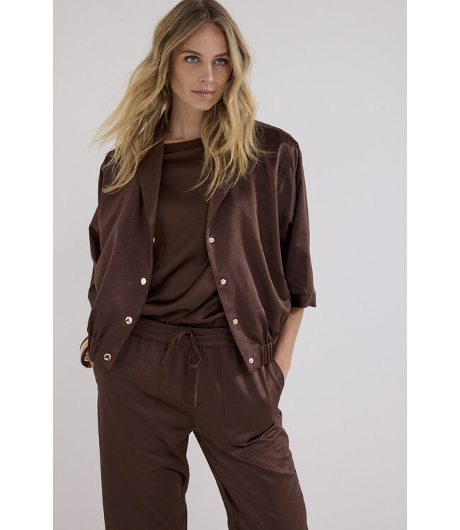 C06-21-801/002650-Chocolate Short-Sleeve Jacket Elastic