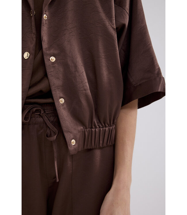 C06-21-801/002650-Chocolate Short-Sleeve Jacket Elastic