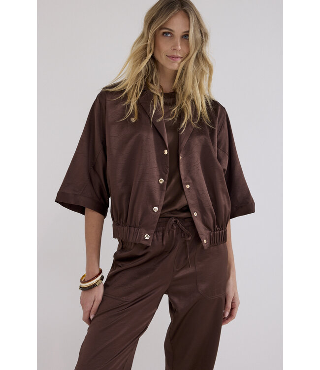 C06-21-801/002650-Chocolate Short-Sleeve Jacket Elastic