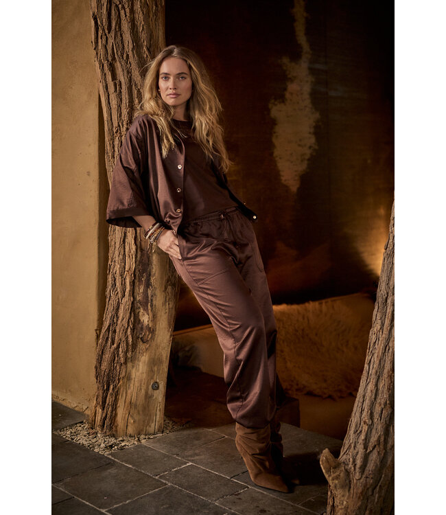 C06-21-801/002650-Chocolate Short-Sleeve Jacket Elastic