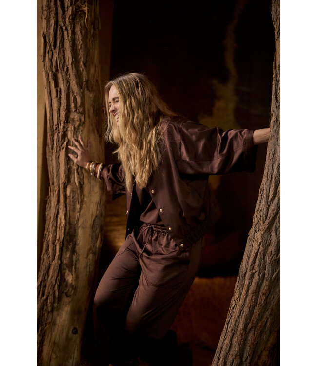 C06-21-801/002650-Chocolate Short-Sleeve Jacket Elastic